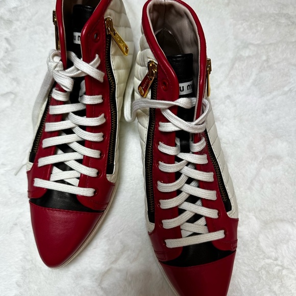 Miu Miu Red, Black, and off White Sneakers - Picture 11 of 12
